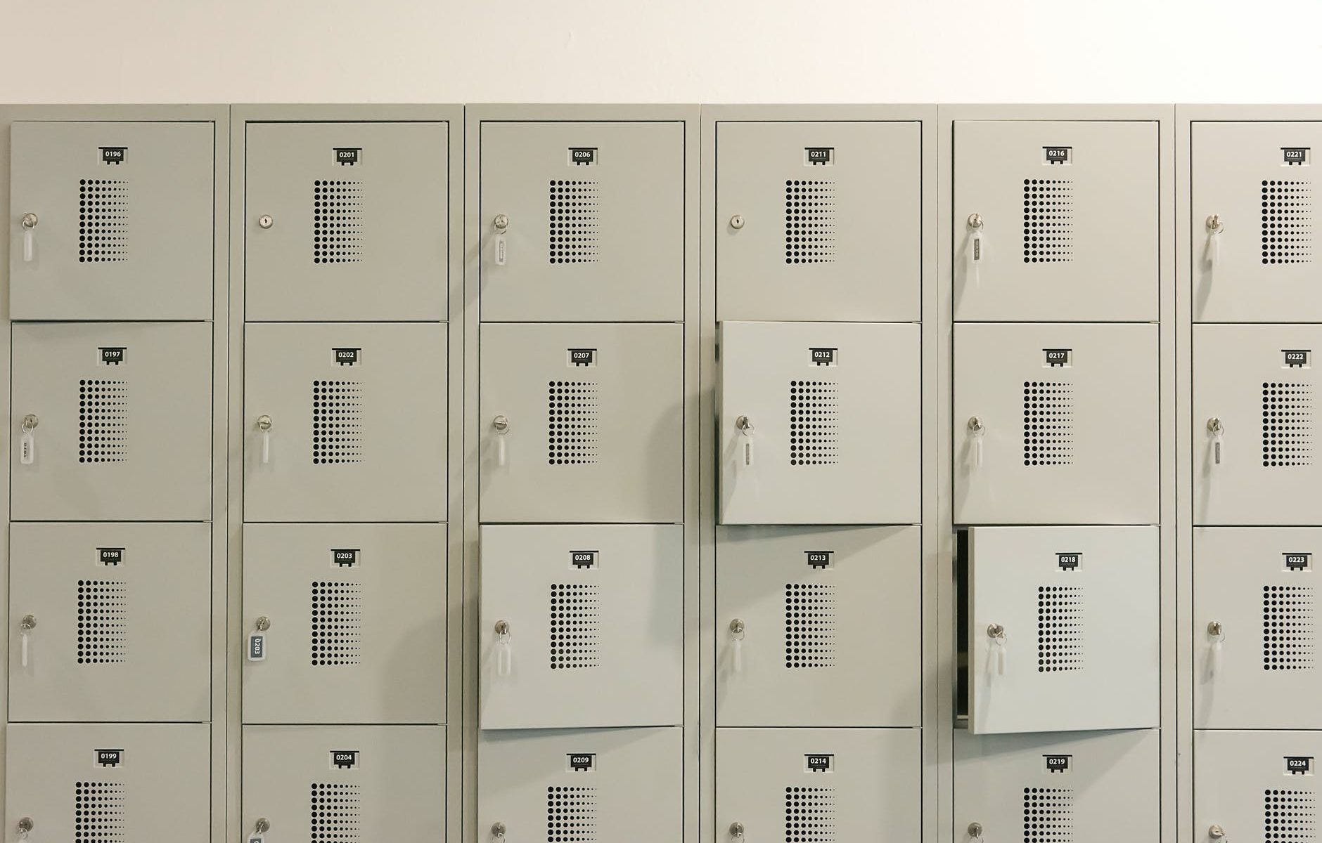 white metal locker on white wall