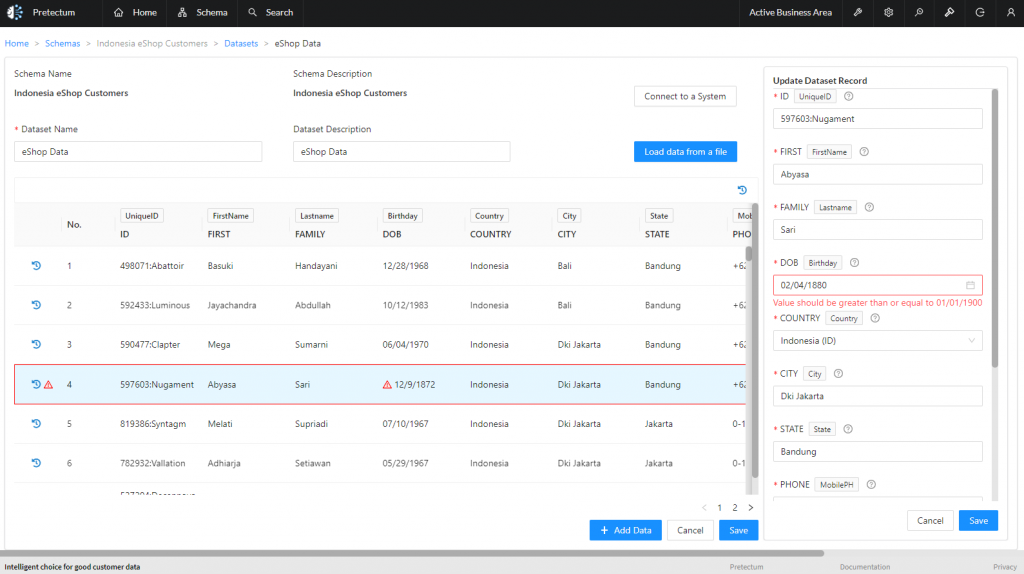 Quick Entry Screen Validation in the Pretectum CMDM