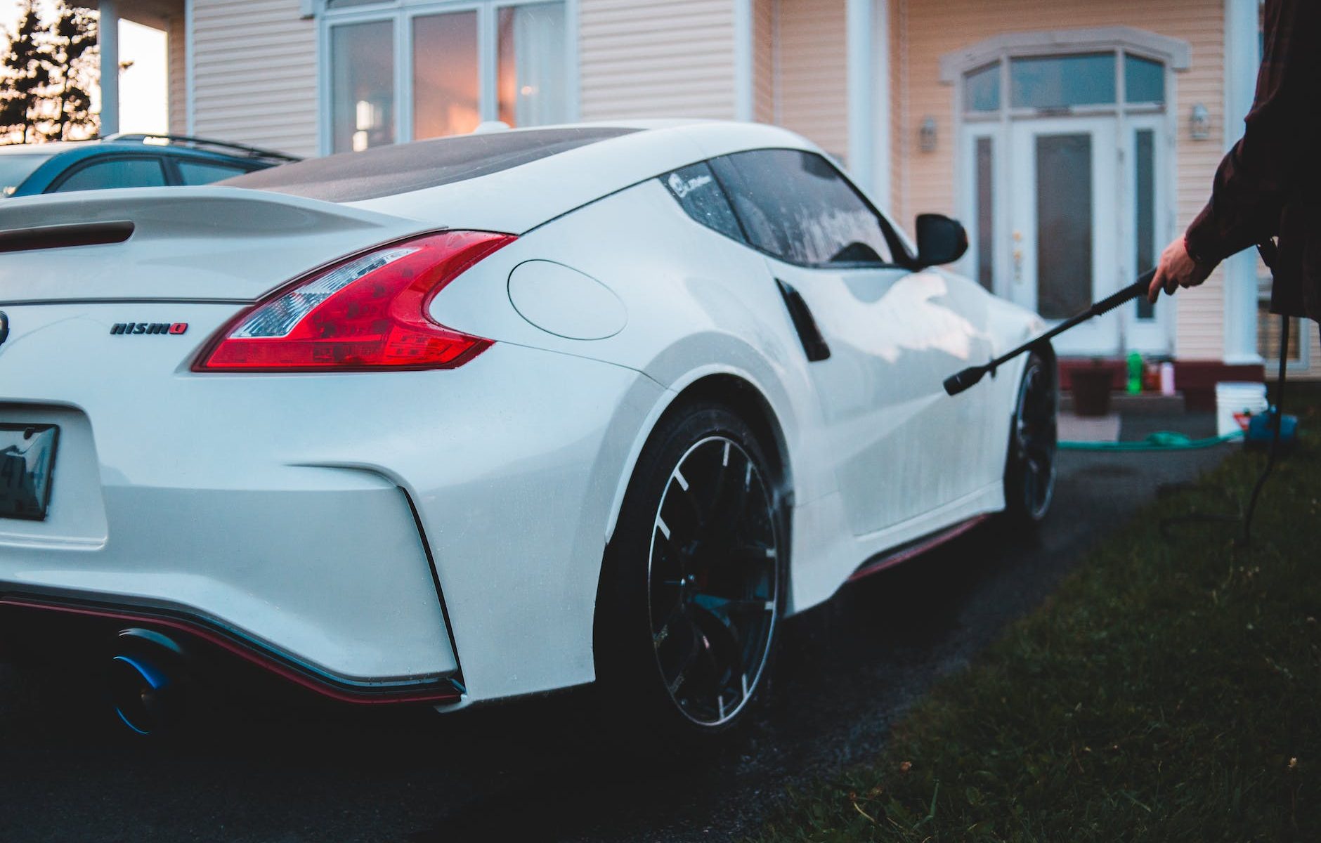 close up photo of white sports car