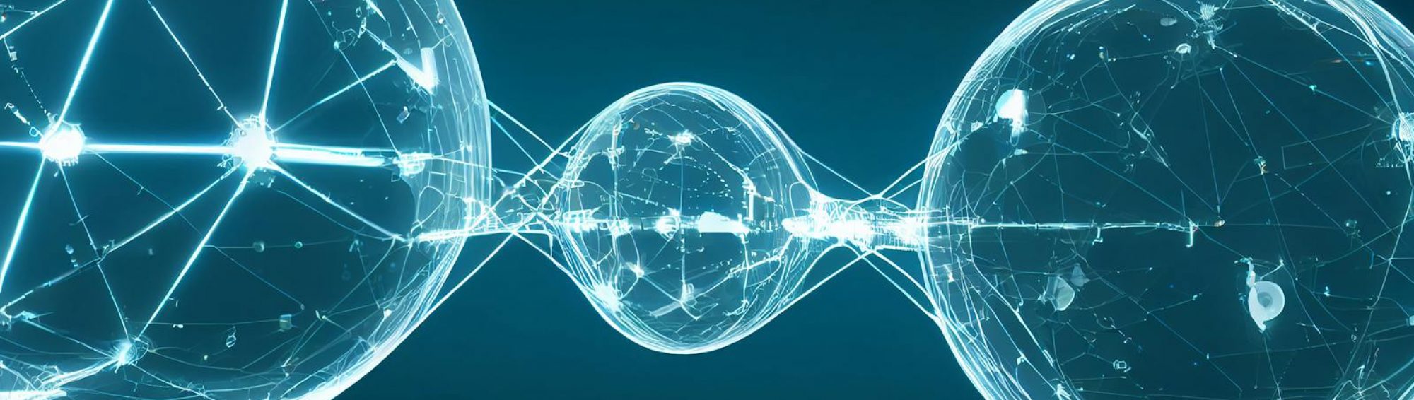 Modern digital spheres interconnected by glowing lines, showcasing a futuristic network concept.